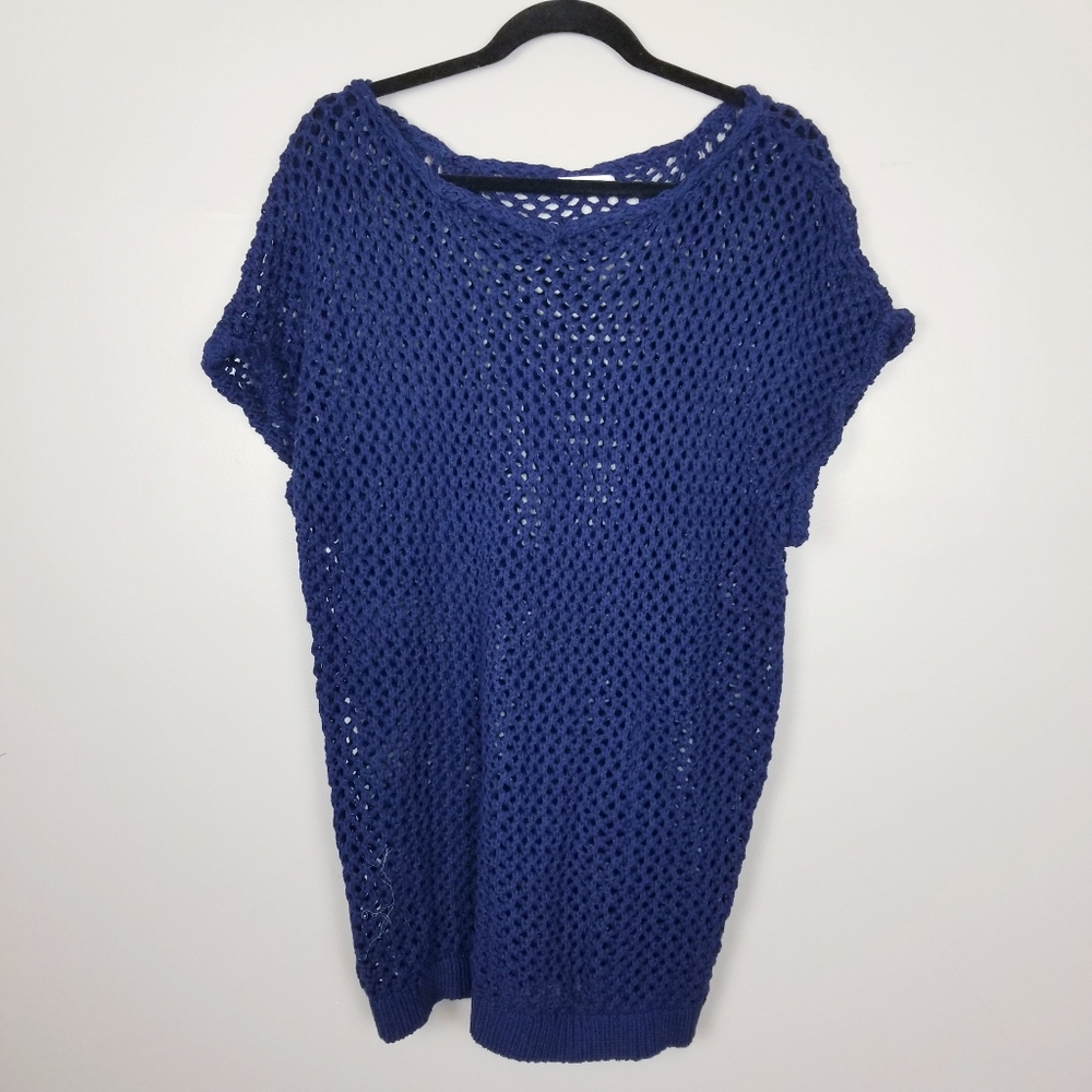 Minnie Rose navy blue knit sweater, size S